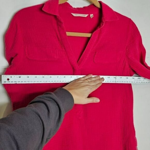 Soft Surroundings Womens Pink‎ Long Sleeve Buttoned Tunic Top S 100% Cotton - Picture 7 of 15